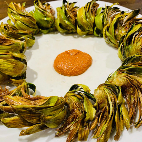 Carxofes a la Fregides amb romesco