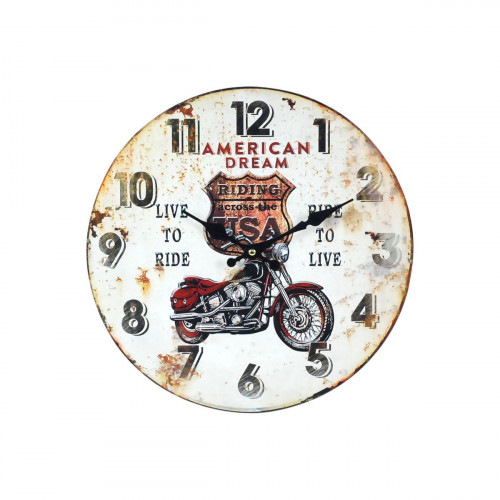 Decoración - Reloj - Vintage moto USA - 34cm