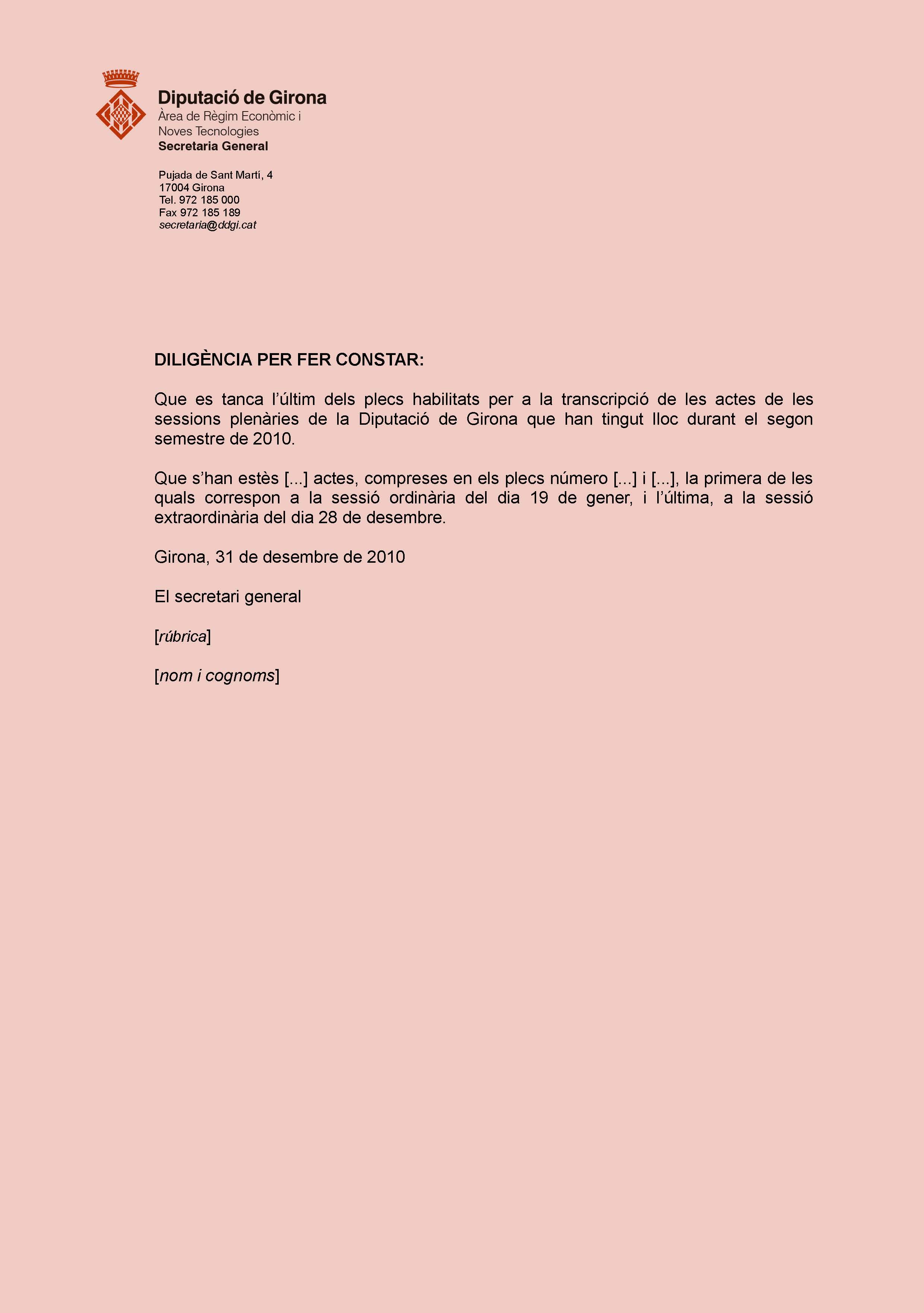 Model de diligència 1