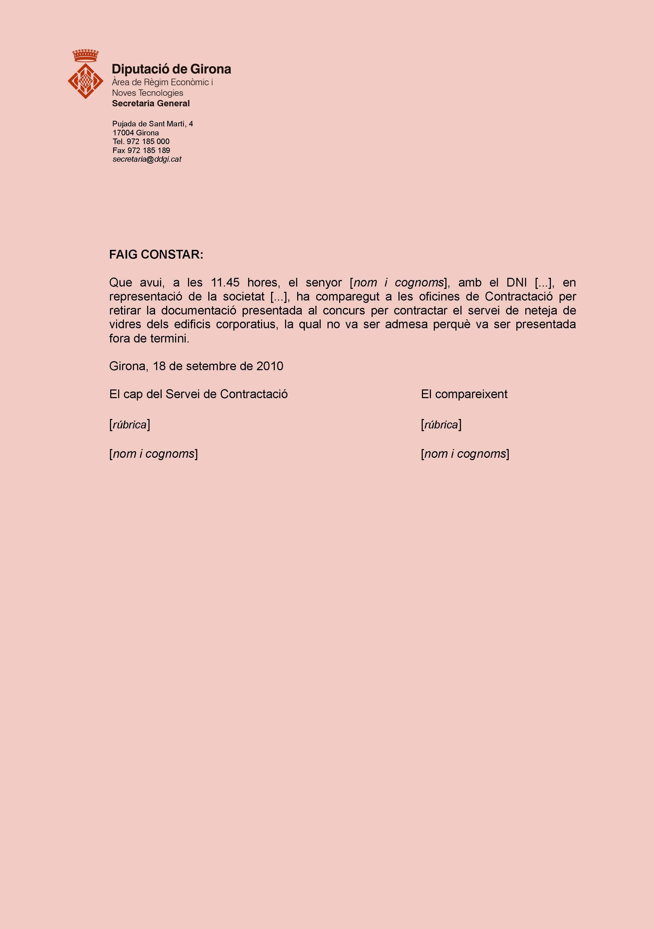 Model de diligència 2