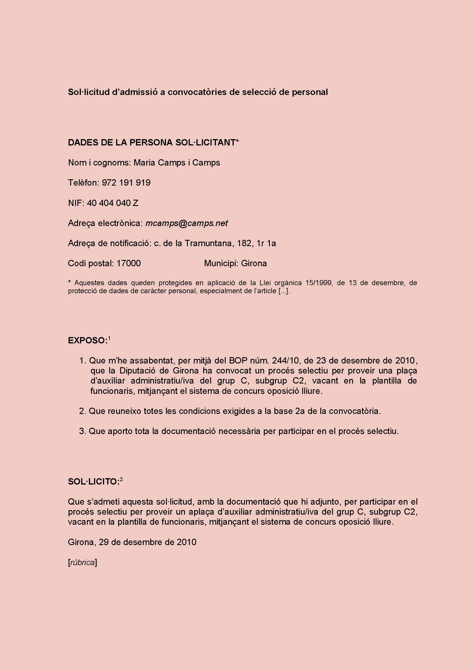 Model de sol·licitud 1