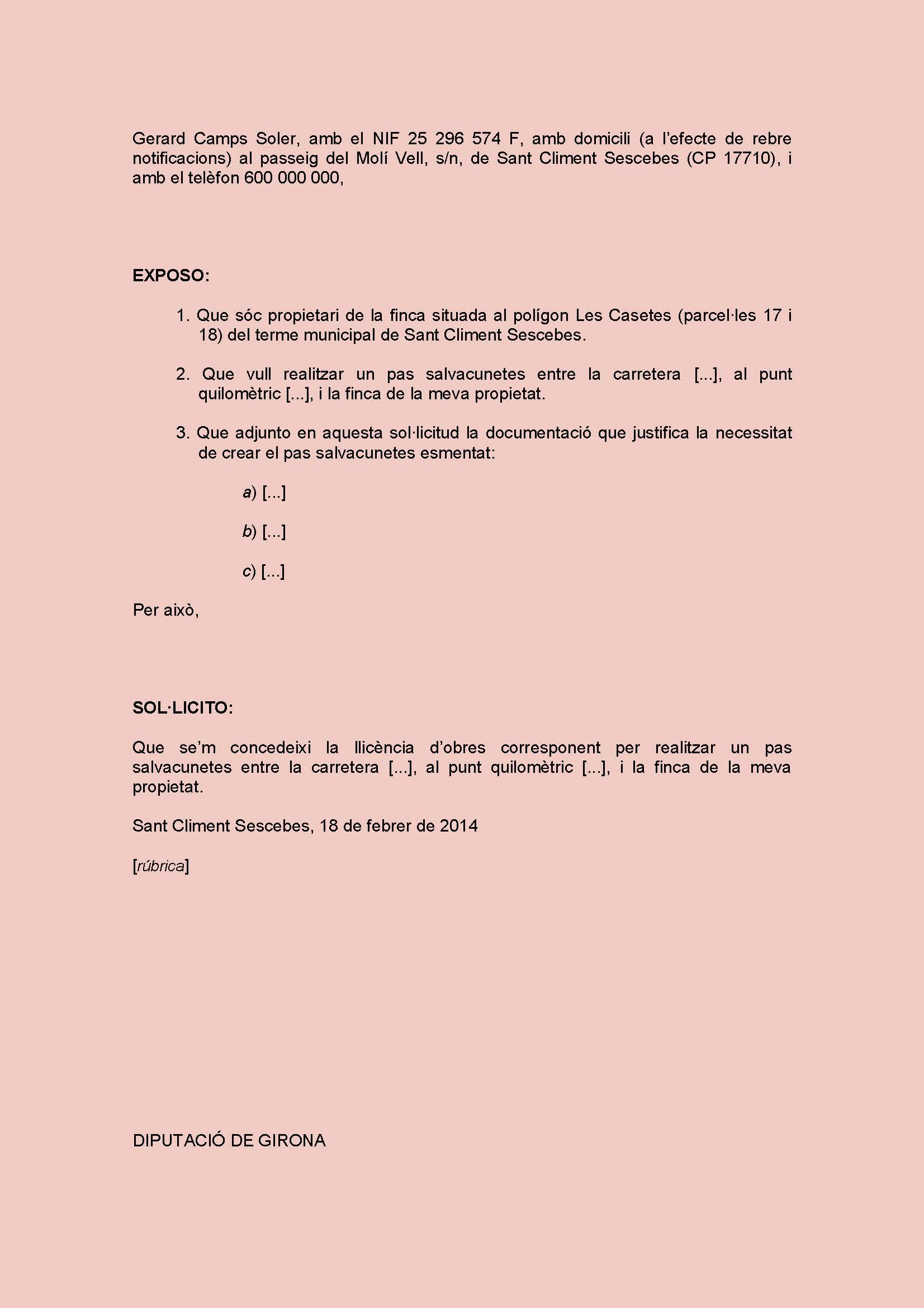 Model de sol·licitud 2