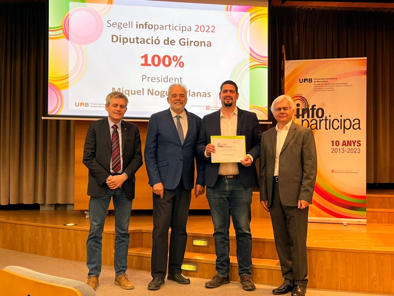Foto 1 : La Diputació de Girona revalida per quart any consecutiu el Segell Infoparticipa, amb el 100% dels indicadors assolit