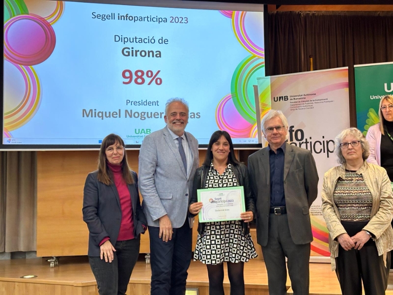 Foto 1 : La Diputació de Girona renova un any més el segell Infoparticipa, que distingeix la transparència del web corporatiu<