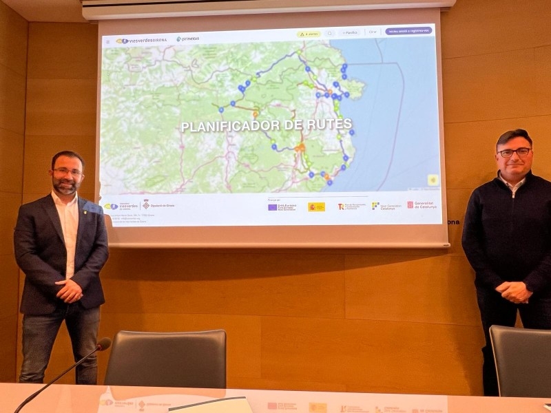 Foto 1: El nou planificador de rutes del Consorci de les Vies Verdes de Girona permet visualitzar tota la xarxa i crear rutes